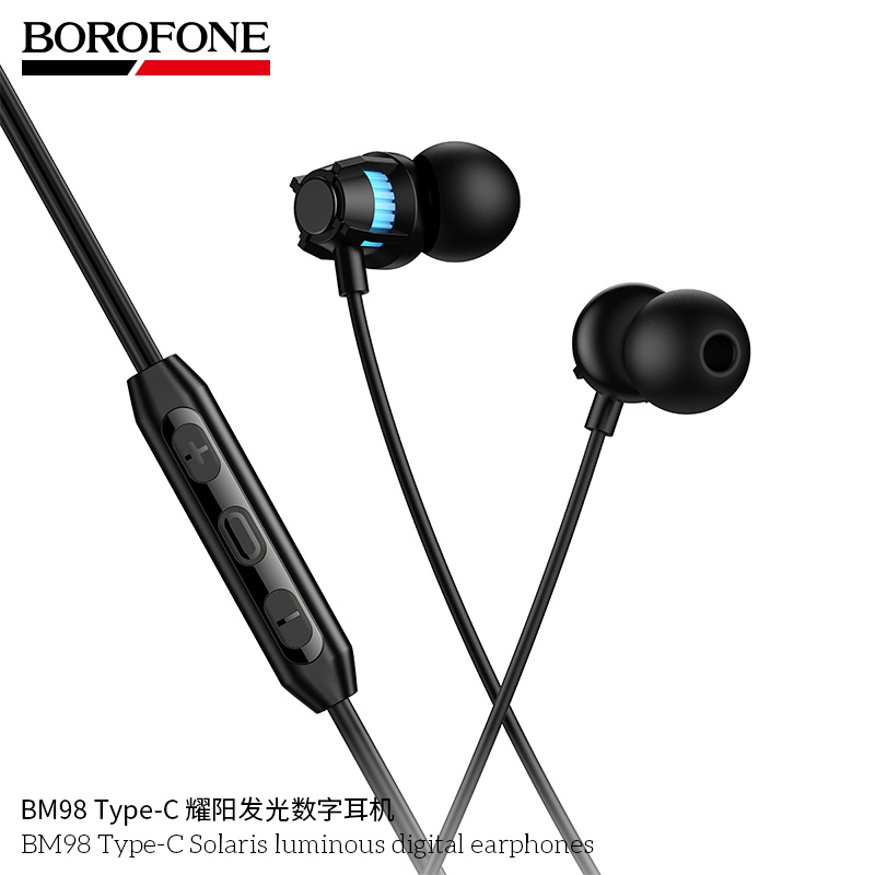 BOROFONE BM98 ΑΚΟΥΣΤΙΚΑ USB-C ΜΕ ΦΩΤΕΙΝΗ ΕΝΔΕΙΞΗ ΜΑΥΡΑ - Image 3