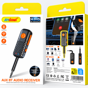 ANDOWL Q-AU5 BLUETOOTH 5.0 ΠΟΜΠΟΣ ΚΑΙ ΔΕΚΤΗΣ ΗΧΟΥ AUX 2 ΣΕ 1 TX/RX
