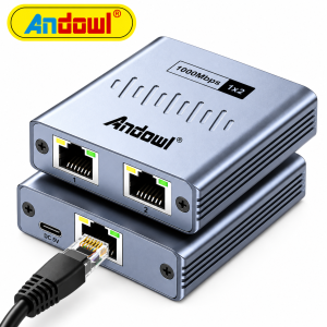 ANDOWL Q-NA12 ΔΙΑΧΩΡΙΣΤΗΣ ΔΙΚΤΥΟΥ RJ45 1 ΣΕ 2 GIGABIT 1000MBPS ΜΕ ΤΡΟΦΟΔΟΣΙΑ USB-C