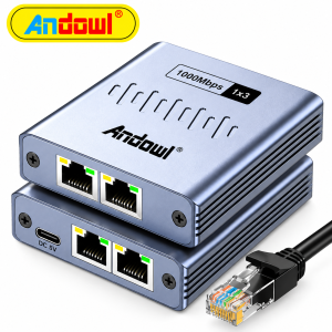 ANDOWL Q-NA13 ΔΙΑΧΩΡΙΣΤΗΣ ΔΙΚΤΥΟΥ RJ45 1 ΣΕ 3 GIGABIT 1000MBPS ΜΕ ΤΡΟΦΟΔΟΣΙΑ USB-C