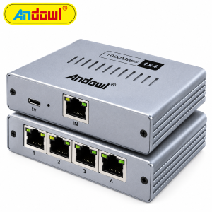 ANDOWL Q-NA14 ΔΙΑΧΩΡΙΣΤΗΣ ΔΙΚΤΥΟΥ RJ45 1 ΣΕ 4 GIGABIT 1000MBPS ΜΕ ΤΡΟΦΟΔΟΣΙΑ USB-C